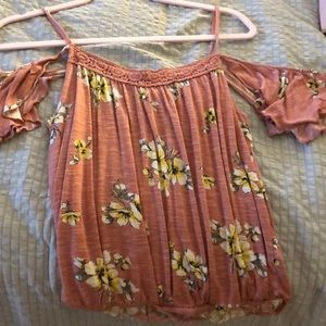 Pink floral tank top